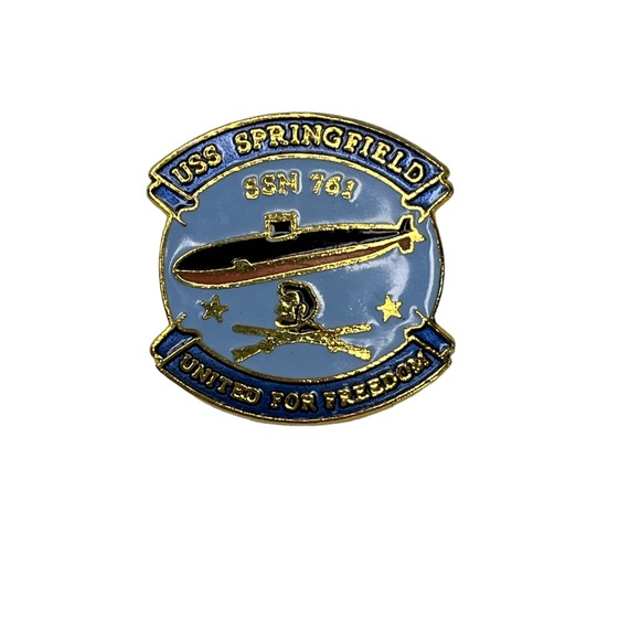 USS Springfield SSN 761 Pin Lapel Tie Tack US Navy United For Freedom Submarine - Picture 3 of 5
